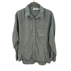 Vineyard Vines Womens Olive Green Button-Up Shirt 3/4 Sleeve Size 8 100% Lyocell